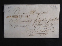 Delcampe - N33 FRANCE LETTRE M. LINEAIRE TRES  RARE COVER 1769 PETIT BUREAU ARMENTIERES A SOIZY   +TEMOIGNAGE .+ - 1701-1800: Vorläufer XVIII