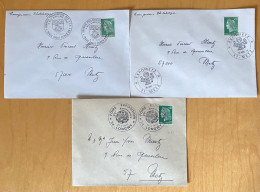 Delcampe - Marcophilie 1972/73 - 3 ENVELOPPES Cheffer 0.30 Vert - Correspondance Philatélique - 1961-....