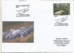 Delcampe - ANDORRA SPD FDC 2020  ARTE LANDART MANOS HANDS - Brieven En Documenten