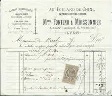 Delcampe - FACTURE - Mles FONTENU & MOISSONNIER - AU FOULARD DE CHINE - LYON - 1889 - 1800 – 1899