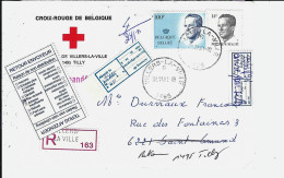 Delcampe - Lettre Rec. "Croix-Rouge" De VILLERS-LA-VILLE Du 08-11-91 à Saint-Amand + RETOUR - Covers & Documents