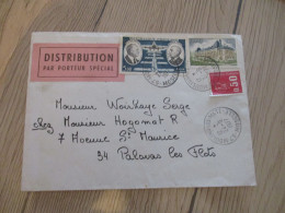 Delcampe - Lettre France Vignette Distribution Par Porteur Spécial 24/09/1977 3 TP Anciens Moulins Les Metz Pour Palavas Les Flots - 1961-....