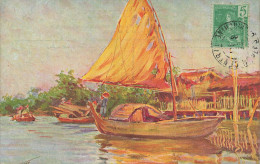Delcampe - CPA Viêt Nam-LA COCHINCHINE - La Vieille Voile - Illustration Par L. FREQUENEZ Planté-Timbre    L4281 - Vietnam