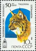 Delcampe - USSR Russia 1989 One 50th Anniversary Of Tallin Zoo Lynx Fauna Mammals Lynxes Animals Wild Cats Of Prey Stamp MNH - Roofkatten