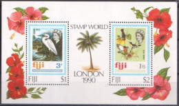 Delcampe - Fiji 1990, Birds, Block - Sperlingsvögel & Singvögel