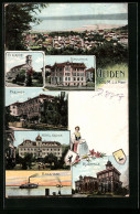 Delcampe - AK Heiden, Ev. Kirche, Schulhaus, Hotel Krone, Kurhalle - Heiden