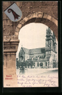 Delcampe - Lithographie Basel, Müster Mit Wappen - Basilea