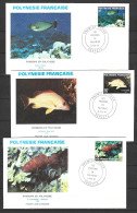 Delcampe - POLYNESIE. N°160-2 De 1981 Sur 3 Enveloppes 1er Jour. Poissons. - Fishes