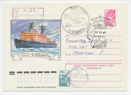 Delcampe - Registered Cover / Postmark Soviet Union 1986 Ship - Ice Breaker - Helicopter - Arktis Expeditionen