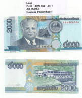 Delcampe - Laos P.41 2000 Kip 2011 UNC - Laos