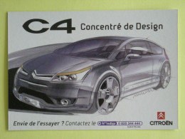 Delcampe - VOITURE CITROEN C4 - Automobile - Dessin / Croquis Du Véhicule - Carte Publicitaire - Turismo