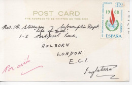 Delcampe - TARJETA POSTAL  A LONDRES SELLO DERECHOS DEL HOMBRE HUMAN RIGHTS - Storia Postale
