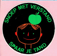 Delcampe - Sticker - Snoep Met Verstand - Spaar Je Tand - Appel - Pegatinas