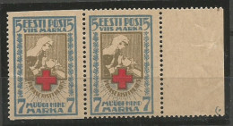 Delcampe - Estland Estonia Eesti Mi.30AUw Error Pair W/ Left Stamp Horizontally Imperforated MNH / ** 1921 Red Cross - Estonia