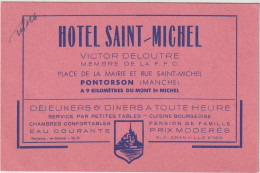 Delcampe - Carte Commerciale Publicité Hotel Saint Michel  à Pontorson   (50)   Avec  Distances Au Dos - Visitenkarten