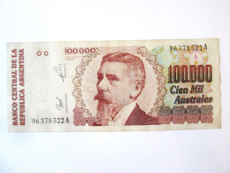 Delcampe - Argentina 100,000 Australes 1990-1991 Banknote - Argentina