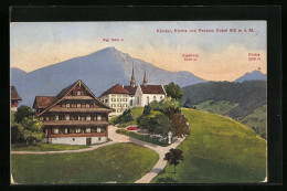 Delcampe - AK Menzingen, Pension Gubel Mit Kloster Und Kirche, Rigi, Zugerberg Und Pilatus - Menzingen