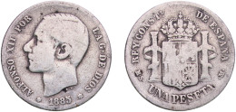 Delcampe - 1 Peseta - Alfonso XII (2nd Portrait) 1885 MSM - Andere & Zonder Classificatie