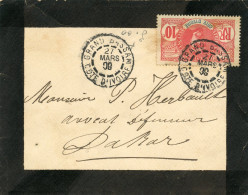 Delcampe - COTE D IVOIRE - GRAND BASSAM A DESTINATION DAKAR - 10 CTS FAIDHERBE ROUGE - Covers & Documents