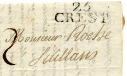 Delcampe - DROME - CREST - MARQUE LINEAIRE 25 / CREST    36 X 14  1802 - INDICE 6 - 1801-1848: Precursors XIX