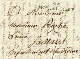 Delcampe - DROME - MONTELIMAR  - MARQUE LINEAIRE 25 / MONTELIMAR  49 X 10   1810 - INDICE 5 - 1801-1848: Precursors XIX