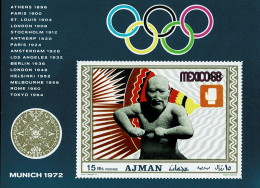 Delcampe - AJMAN (UAE) 1969 Mi BL 98B MEXICO OLYMPIC GAMES MINT IMPERFORATED MINIATURE SHEET ** VALUE €20 - Summer 1968: Mexico City