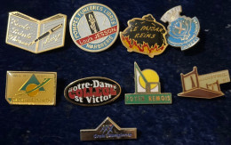 Delcampe - 79554.-Collection 9 Pin's-Marne.avize.damery.la Barre De Semilly. - Städte