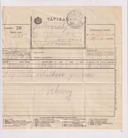 Delcampe - HUNGARY 1915 FORRO-ENCS TELEGRAM TAVIRAT - Covers & Documents