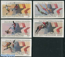 Delcampe - Central Africa 1982 Olympic Games 6v, Imperforated, Mint NH, Nature - Sport - Horses - Athletics - Boxing - Football -.. - Atletica