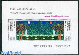 Delcampe - Korea, South 1980 Native Art S/s, Mint NH, Nature - Poultry - Water, Dams & Falls - Art - Paintings - Korea (Süd-)