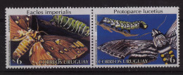 Delcampe - Uruguay 1998 SC #1731/32 Butterflies Insects Caterpillar Worm - Uruguay