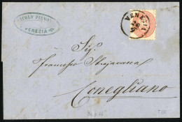 Delcampe - Cover 1866, Lettera Del 20.9.1866 Da Venezia A Conegliano, Affrancata Con 5 Soldi Rosa Dent. 9½ E Annullato Con "VENEZIA - Lombardo-Venetien