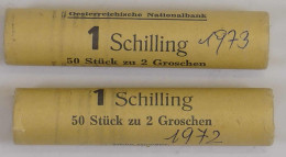 Delcampe - 2 Groschen 1972 Und 1973, Je Eine Originalrolle Der Nationalbank Zu 50 Stück, Unz - Austria