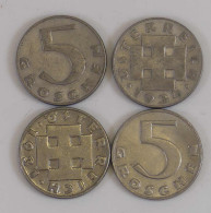 Delcampe - 5 Groschen 1931/37, Lot Mit Vier Stück Der Jahre 1931, 1932, 1934 Und 1937 R, Vz - Austria