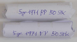 Delcampe - 5 Groschen 1971, Zwei Rollen Mit Je 50 Stück, PP - Austria
