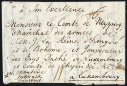 Delcampe - Cover 1753 Ca. Brief An Den Amtierenden Gouverneur Von Luxemburg: Graf Neipperg, Mutmaßlich Aus Mailand (7 Als Teilfrank - Lombardo-Venetien