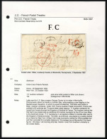 Delcampe - Cover 1838, Lettera Da Milano Il 5.9 Via Le Havre E New York Per Morrisville (USA) Con La Nave "Baltimore", Foglio Descr - Lombardo-Venetien