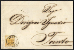 Delcampe - Cover 1856, Lettera Da Verona Il 15,12 Per Trento Affrancata Con 5 C. Giallo Ocra, Sass. 1 - Lombardo-Venetien