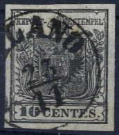 Delcampe - O 1850, 10 C. Nero Carta A Mano Seta 0,065 Mm, Cert. Ferchenbauer, Sass. 2 - Lombardo-Venetien