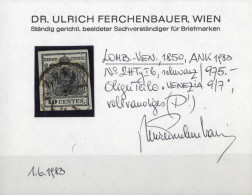 Delcampe - O 1850/1854, 10 C. Nero, Due Valori, Uno Su Carta A Mano E Uno Su Carta A Macchina, Due Cert. Ferchenbauer, Sass. 2,19 - Lombardo-Venetien
