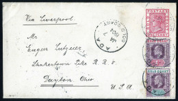 Delcampe - Cover 1904, Postal Stationary One Penny Red (Queen Victoria), Additional Franked With ½ D. Dull Purple And Green + 1 D. - Costa D'Oro (...-1957)