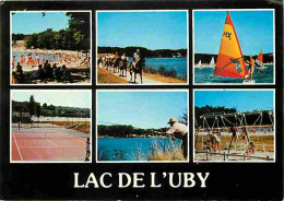 Delcampe - 32 - Barbotan Les Thermes - Le Lac De L'Uby - Multivues - Chevaux - Planche à Voile - Tennis - Flamme Postale De Barbota - Barbotan