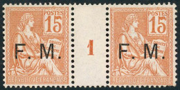 Delcampe - ** N°1 15c Orange, Paire Mil 2 - TB - Millésime
