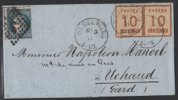 Delcampe - L AFFRANCHISSEMENT MIXTE - L - N°5 - 10c Bistre Brun - Obl. Wesserling - 5/5/71 - N°37 - Obl. Amb. "SP2" S/lettre Datée - Sonstige & Ohne Zuordnung