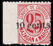 Delcampe - * MAROC POSTES LOCALES - MAZAGAN à MARRAKECH - * - N°45A - 10c S/25c Rouge - Dentelé S/3côtés - Bdf - TB - Altri & Non Classificati