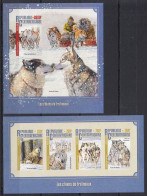 Delcampe - Dz1562 Imperf 2016 Central Africa Northern Sledge Dogs Husky #6130-3+Bl1448 Mnh - Hunde