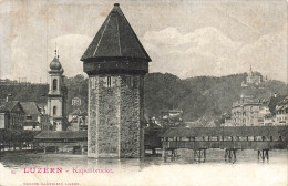 Delcampe - [-5%] SUISSE - Luzern - Kapellbrücke - Pont De La Chapelle - Tour - Château - Eglise Des Jésuites - Carte Postale Ancien - Luzern