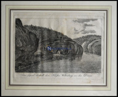 Delcampe - Die Gegend Oberhalb Des Klosters WELTENBURG/DONAU, Kupferstich Um 1700 - Litografia