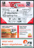 Delcampe - Fußball-Eintrittskarte Ticket  1. FC Union Berlin Vs Erzgebirge Aue 15. 2. 2004 Stadion Alte Försterei Köpenick Wismut - Tickets D'entrée