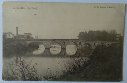 Delcampe - CPA 34 LUNEL Le Pont TB PLAN EDIFICE Et Cours D'eau + Cheminée USINE à Gauche - Lunel